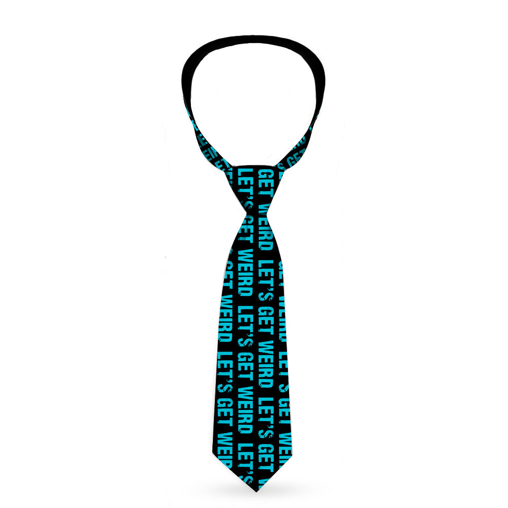 Buckle-Down Necktie - LET'S GET WEIRD Weathered Black/Bright Blue Neckties Buckle-Down   