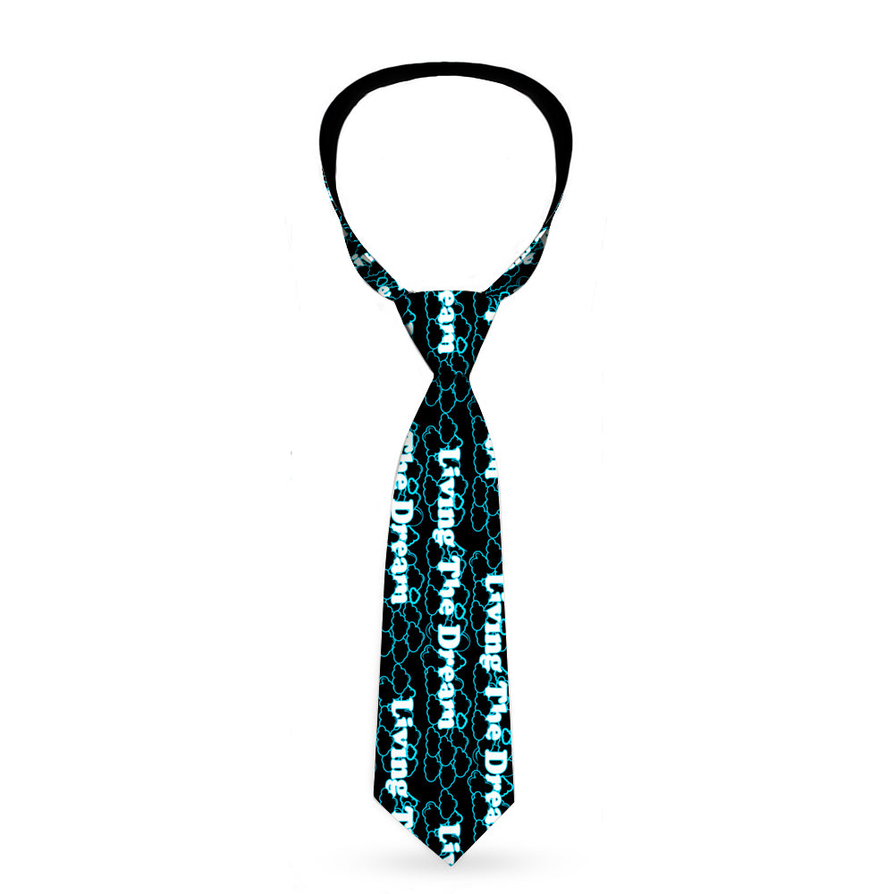 Buckle-Down Necktie - LIVING THE DREAM/Clouds Black/Blue/White Neckties Buckle-Down   