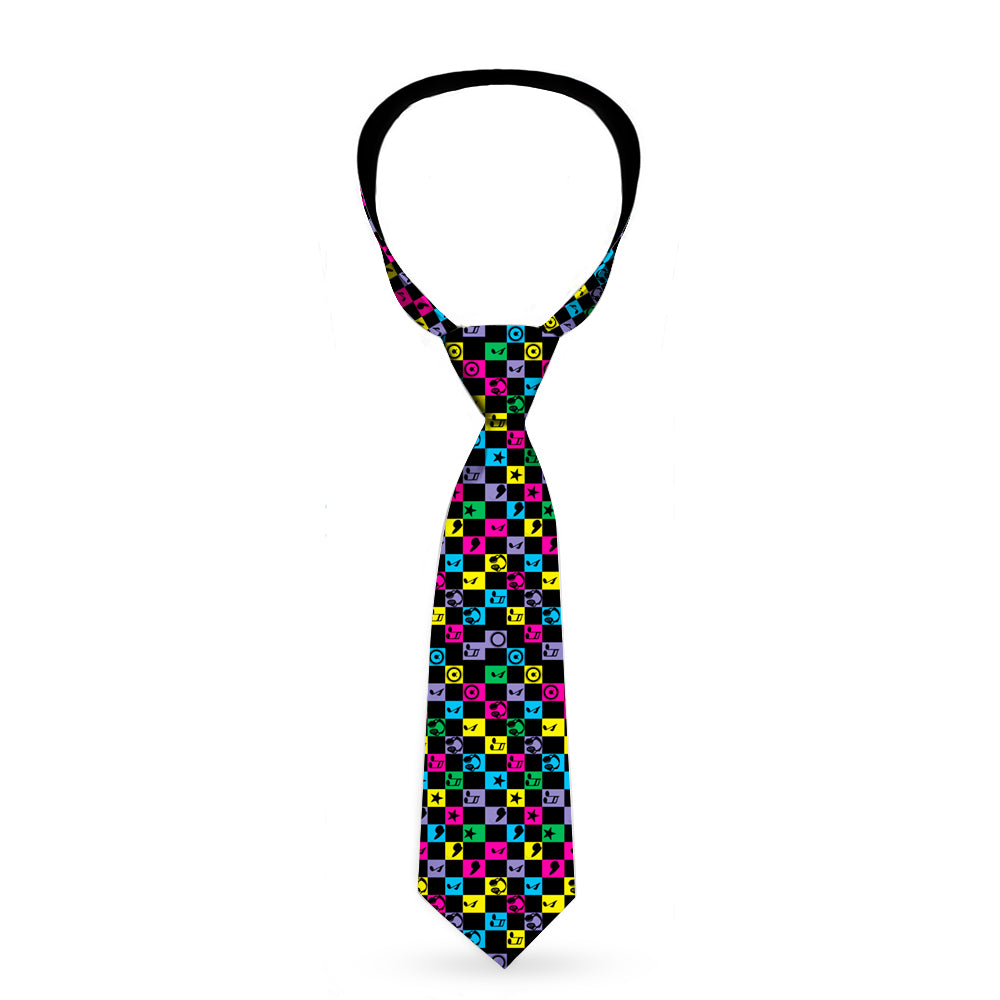 Buckle-Down Necktie - Musical Checkers Black/Neon Neckties Buckle-Down   