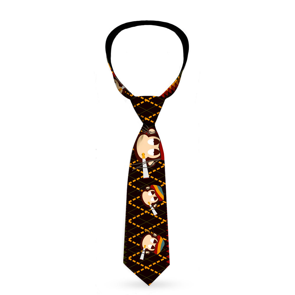 Buckle-Down Necktie - Multi Smoking Monkey Argyle Brown Neckties Buckle-Down   
