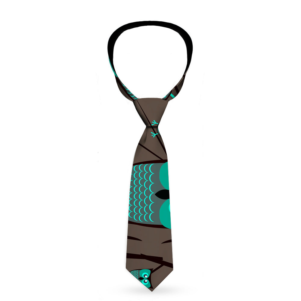Buckle-Down Necktie - Owls in Trees Turquoise Neckties Buckle-Down   