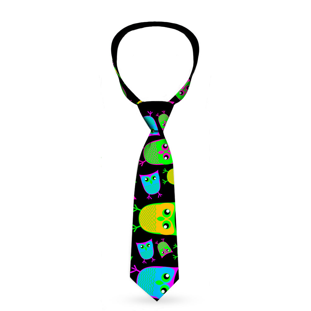 Buckle-Down Necktie - Owls Black/Multi Neon Neckties Buckle-Down   