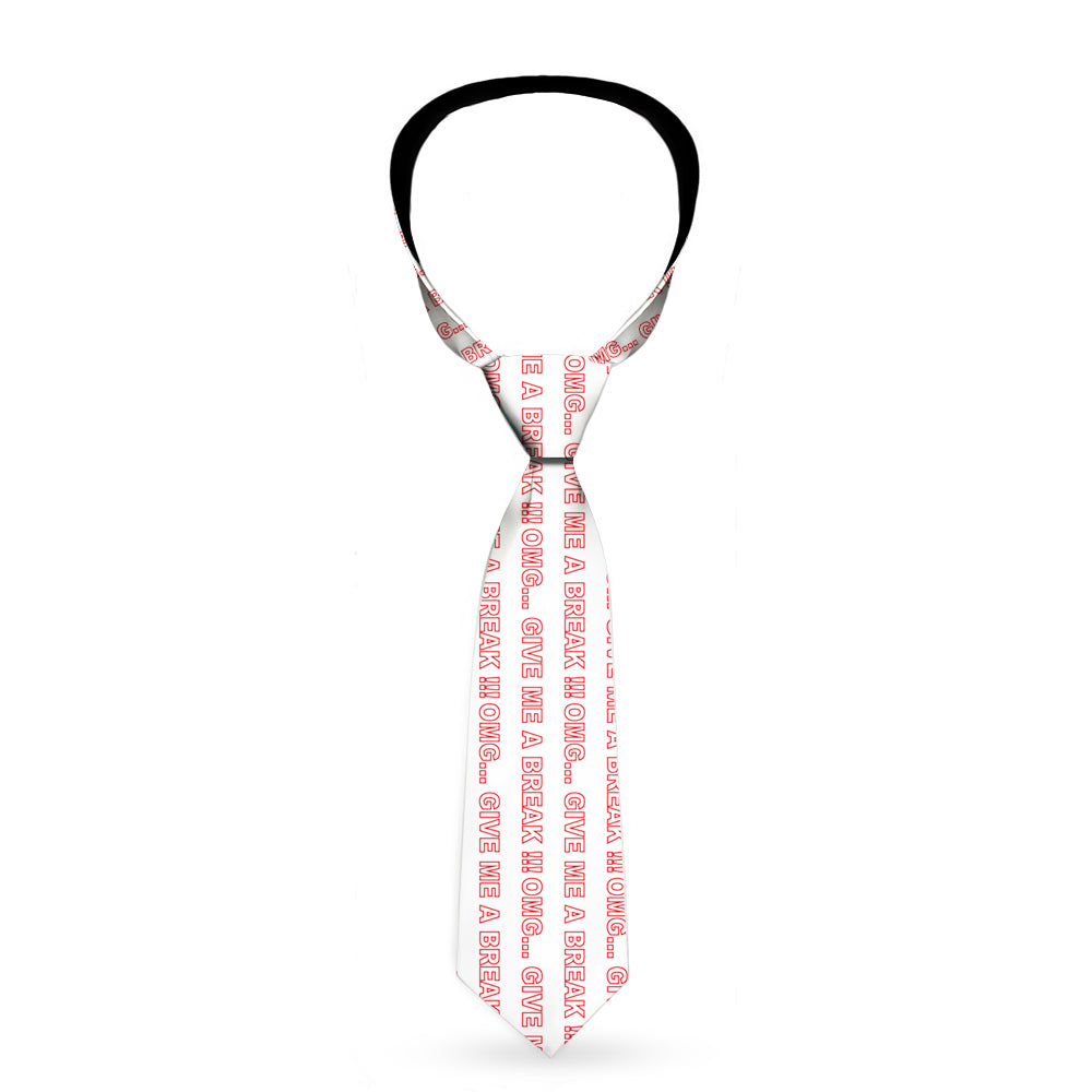 Buckle-Down Necktie - OMG?GIVE ME A BREAK!!! White/Red Neckties Buckle-Down   