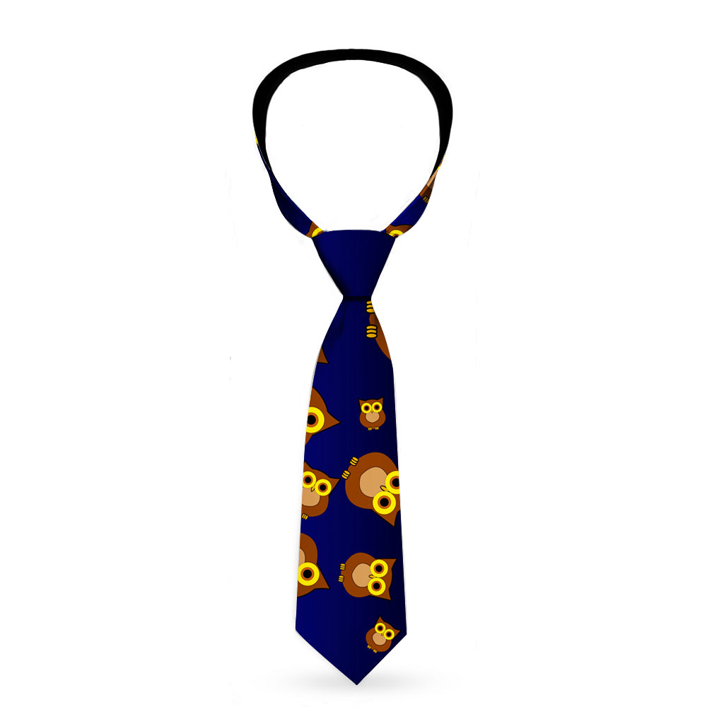 Buckle-Down Necktie - Owls Scattered Black/Blue-Fade/Yellow Neckties Buckle-Down   