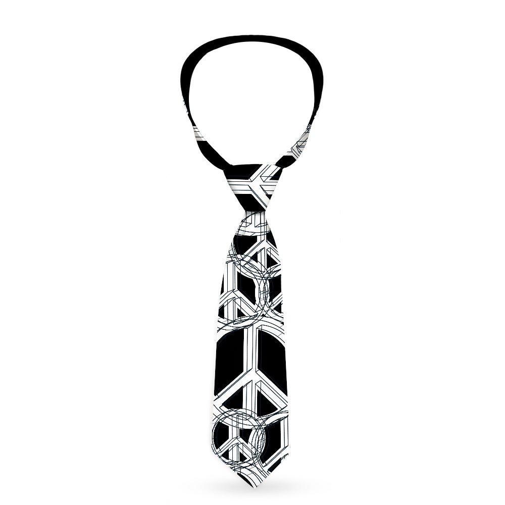 Buckle-Down Necktie - Peace Sketch Black/White Neckties Buckle-Down   