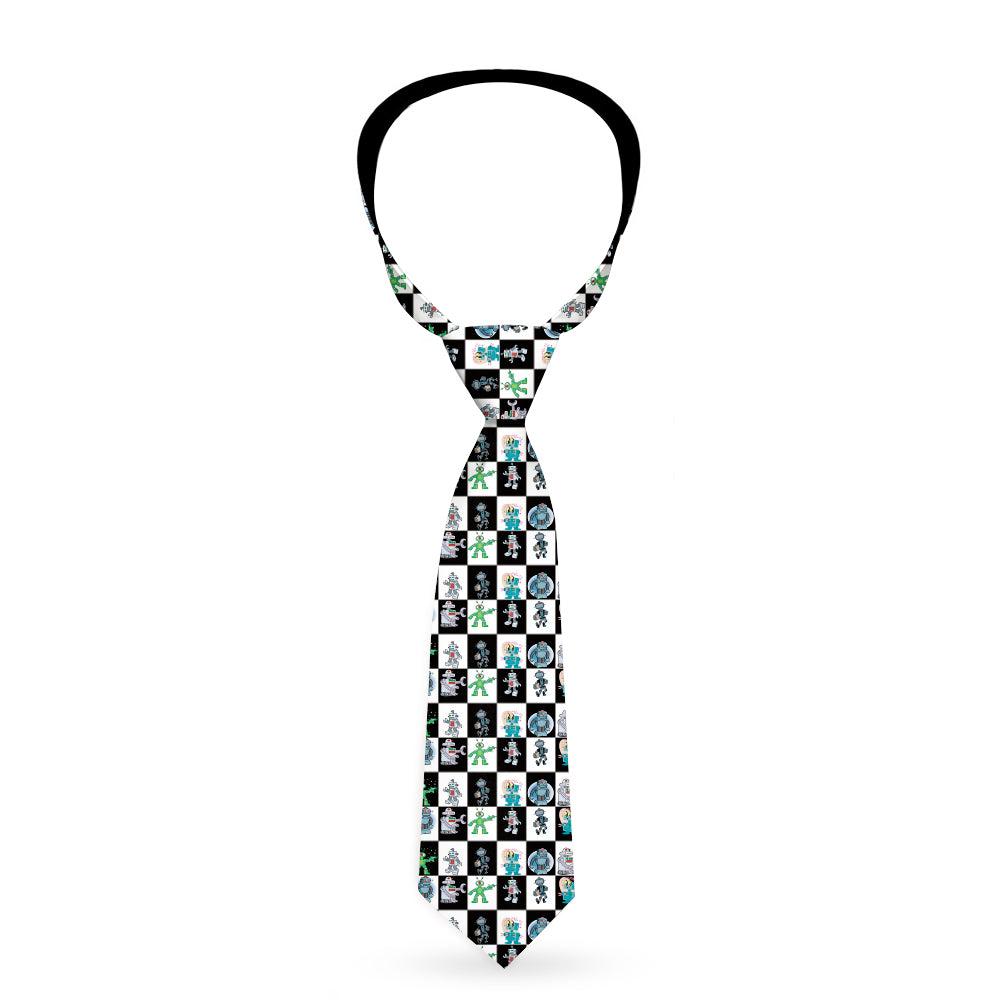 Buckle-Down Necktie - Robot Checkers Black/White Neckties Buckle-Down   