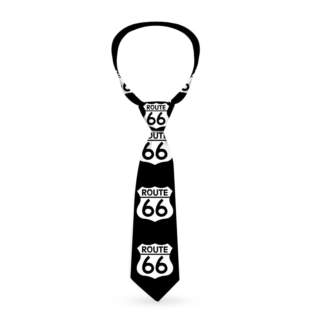 Buckle-Down Necktie - ROUTE 66 Highway Sign Repeat Black/White Neckties Buckle-Down   