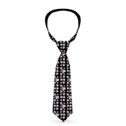 Buckle-Down Necktie - Skulls & Stars Black/White/Pink Neckties Buckle-Down   