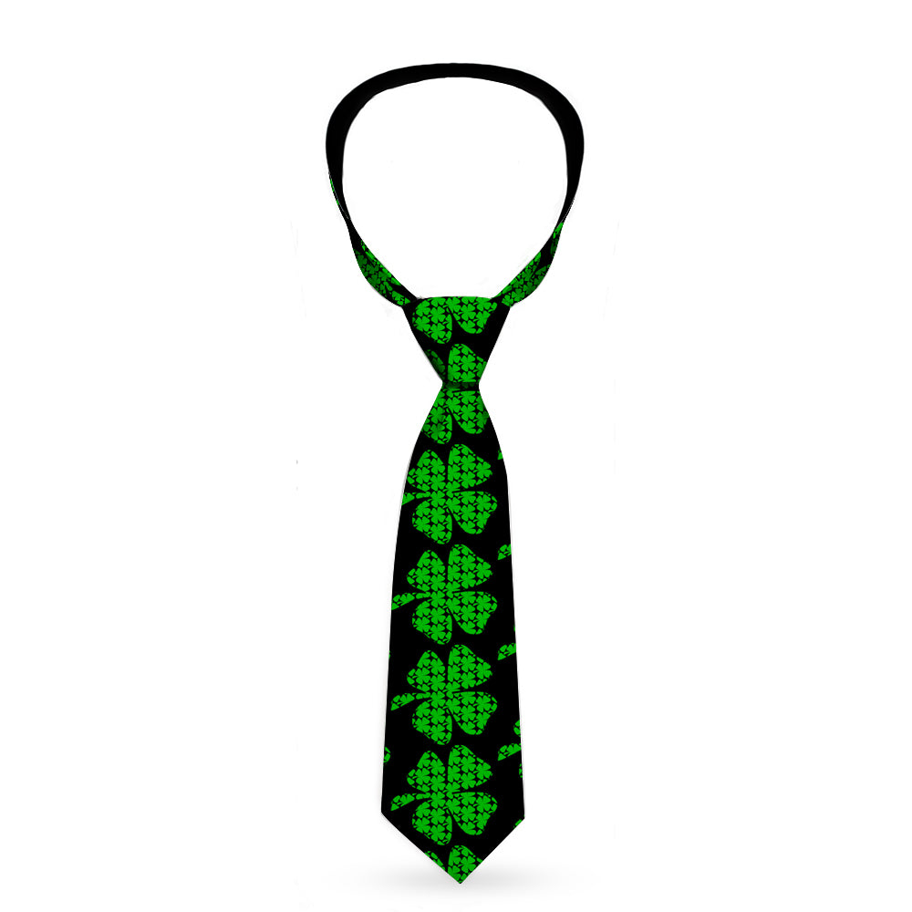 Buckle-Down Necktie - St. Pat's Black/Clovers Neckties Buckle-Down   