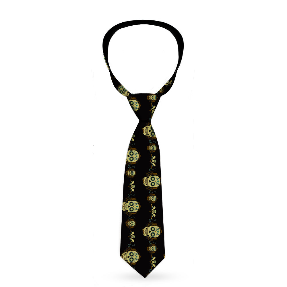Buckle-Down Necktie - Sugar Skulls Black/Olive/Burgundy Neckties Buckle-Down   