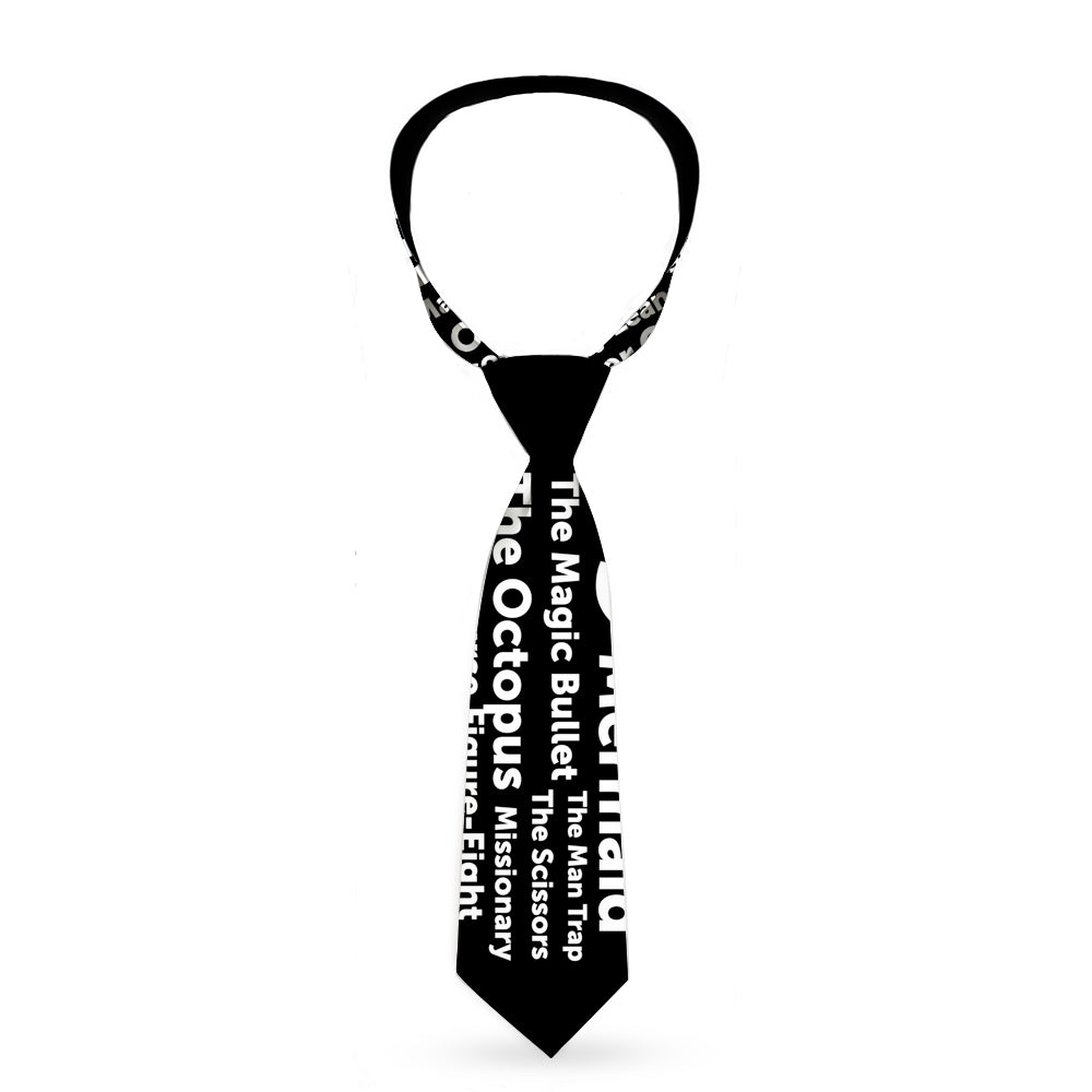 Buckle-Down Necktie - Verbiage Sex Positions Black/White Neckties Buckle-Down   