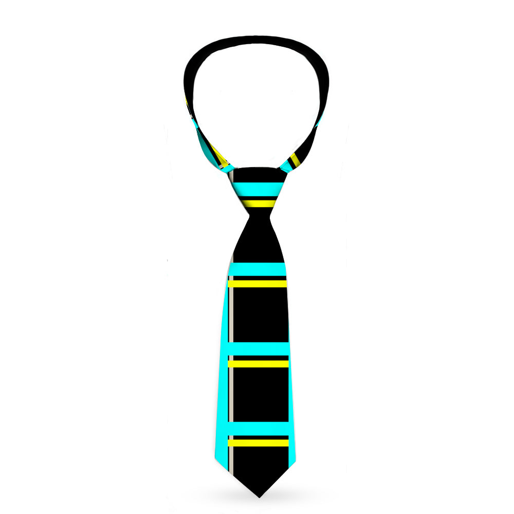 Buckle-Down Necktie - Wire Grid Black/Turquoise/Yellow Neckties Buckle-Down   