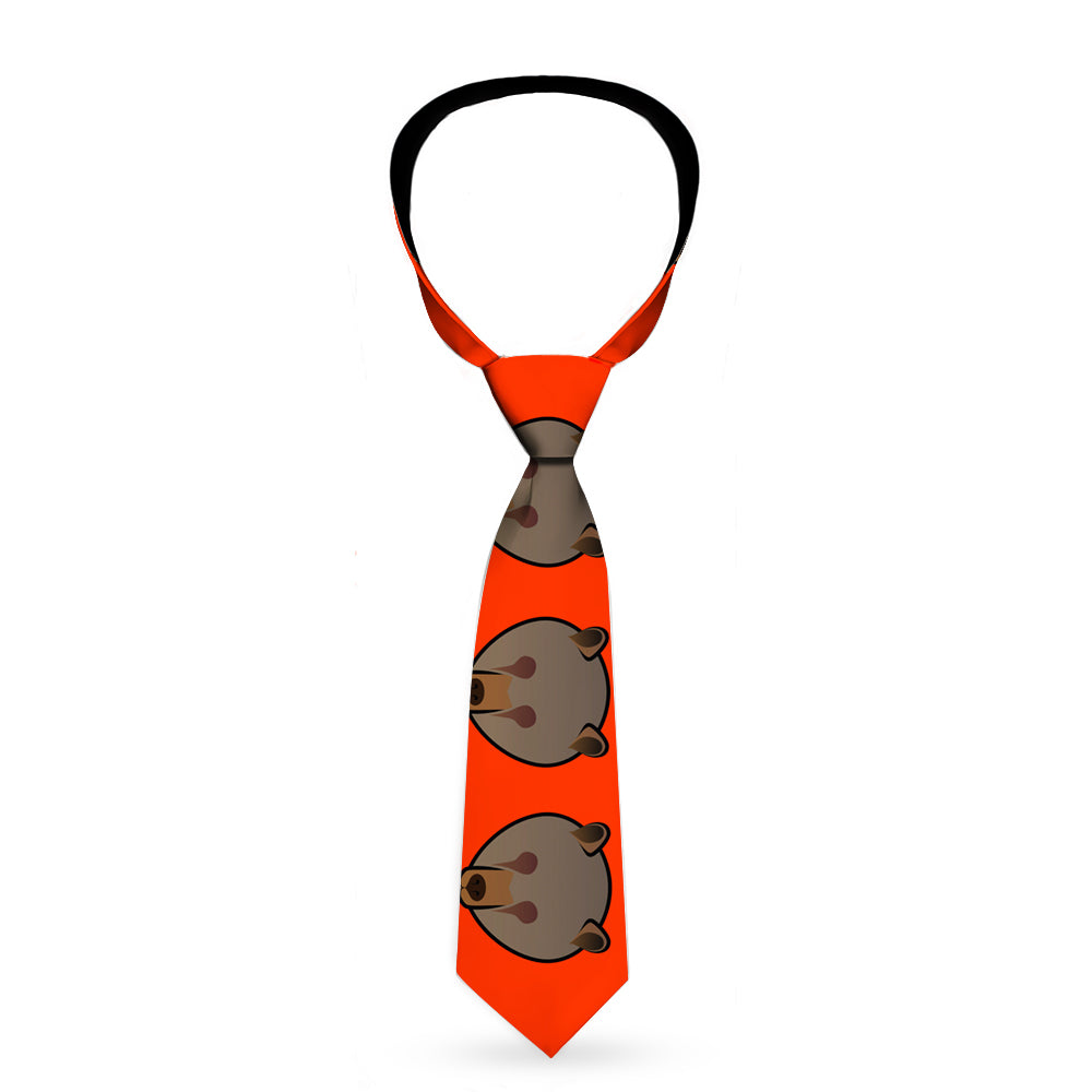 Buckle-Down Necktie - Brown Bear Repeat Orange Neckties Buckle-Down   