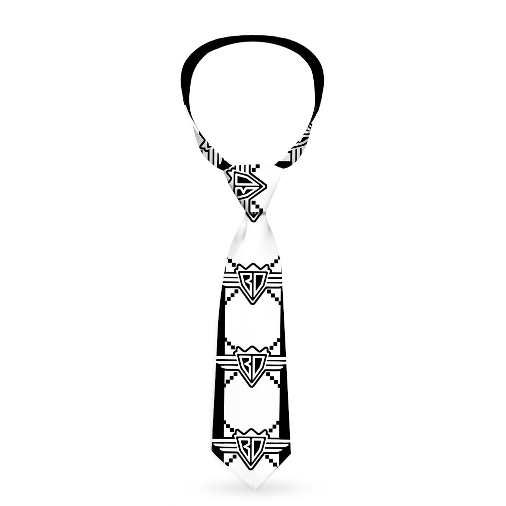 Buckle-Down Necktie - BD Monogram2 White/Black Neckties Buckle-Down   
