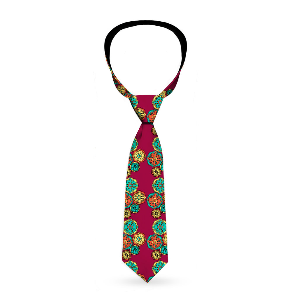 Buckle-Down Necktie - Boho Mandala Burgundy/Yellow/Turquoise/Orange Neckties Buckle-Down   