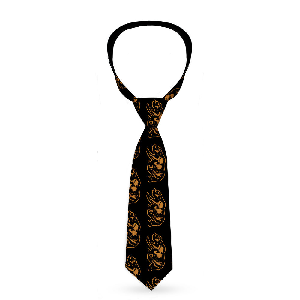 Buckle-Down Necktie - California Grizzly Bear Outline Black/Brown Neckties Buckle-Down   