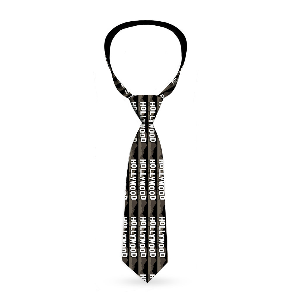 Buckle-Down Necktie - HOLLYWOOD Sign Skyline Black/Grays/White Neckties Buckle-Down   