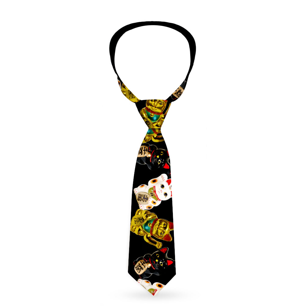 Buckle-Down Necktie - Maneki Neko Lucky Cats Gold/Black/White Neckties Buckle-Down   