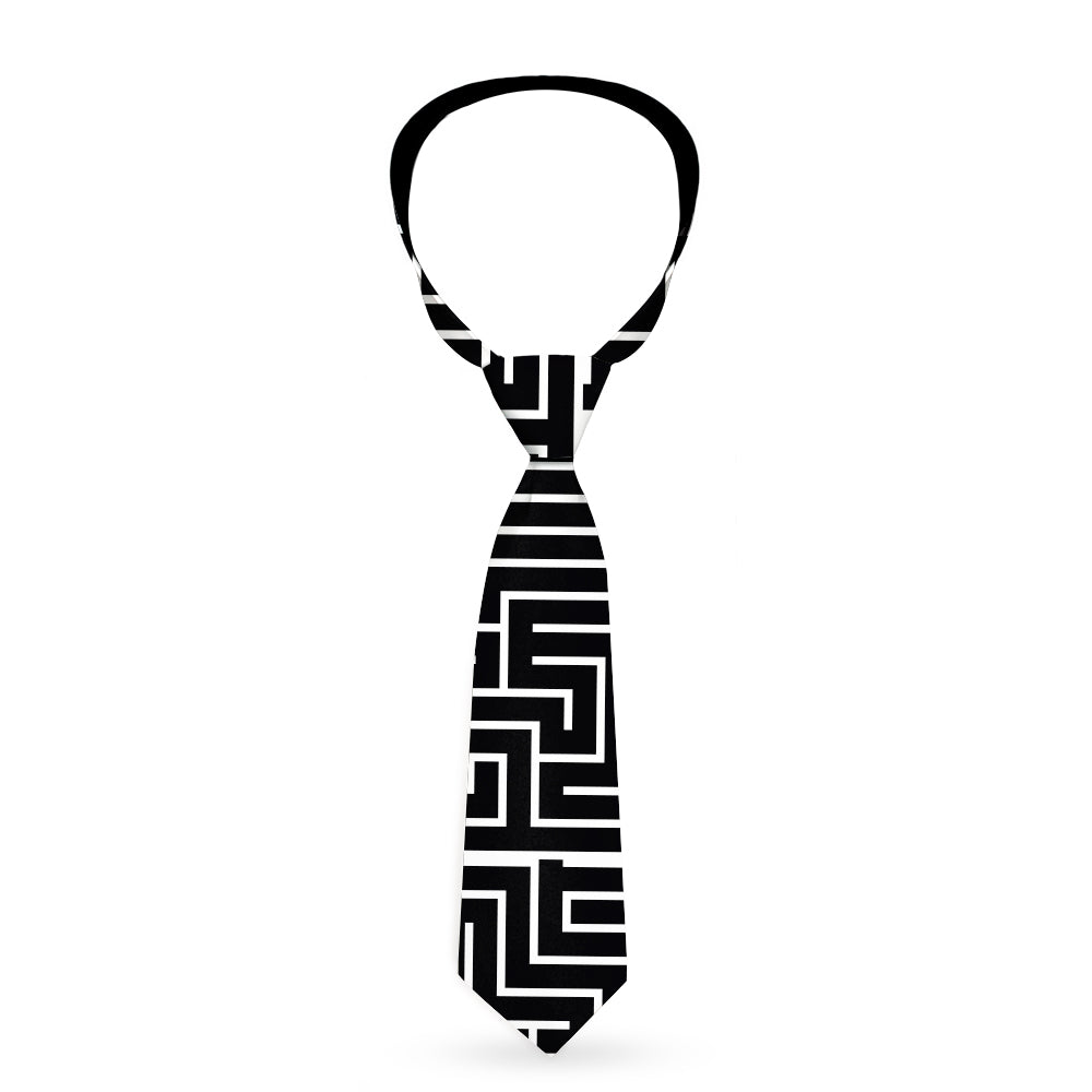 Buckle-Down Necktie - Maze Black/White/Red Neckties Buckle-Down   