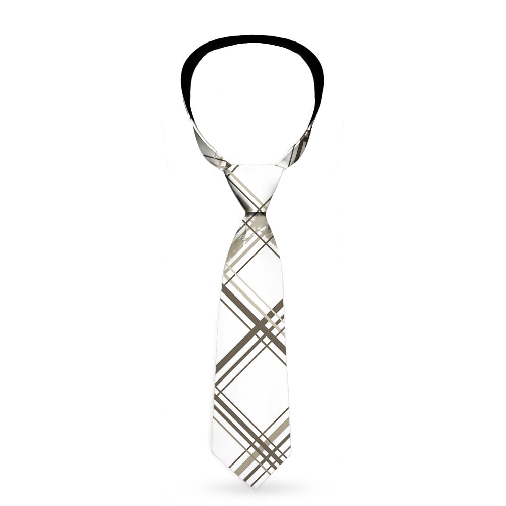 Buckle-Down Necktie - Plaid X Weathered White/Gray Neckties Buckle-Down   