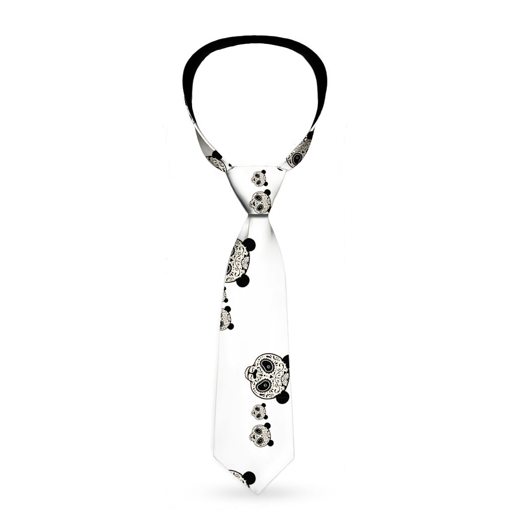 Buckle-Down Necktie - Panda Bear Sugar Skull C/U Scattered Black/Cream Neckties Buckle-Down   