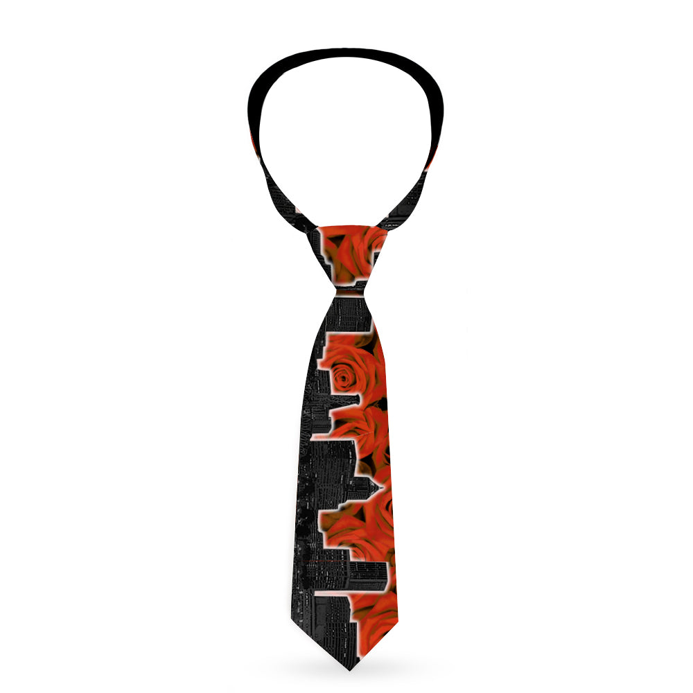 Buckle-Down Necktie - Portland Vivid Skyline Red Roses/Black Neckties Buckle-Down   