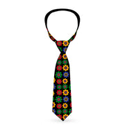 Buckle-Down Necktie - Psychedelic Daisies Black/Multi Color Neckties Buckle-Down   