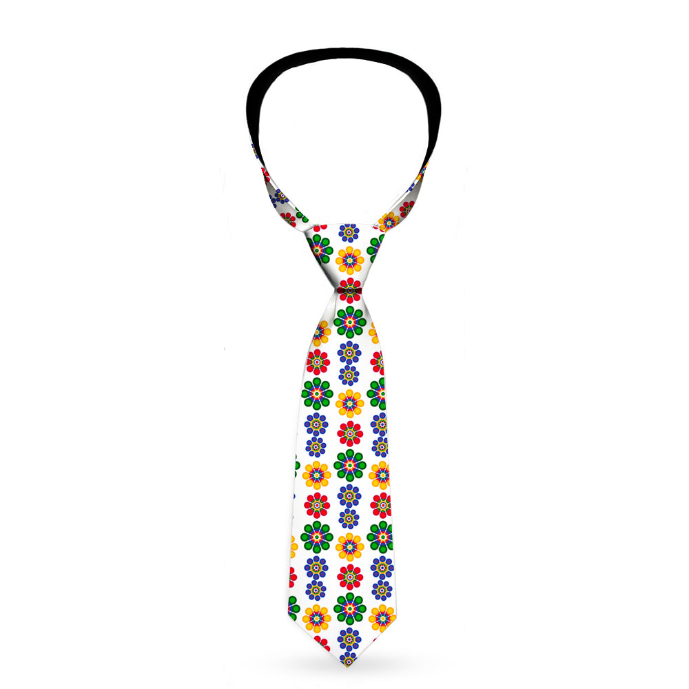 Buckle-Down Necktie - Psychedelic Daisies C/U White/Multi Color Neckties Buckle-Down   