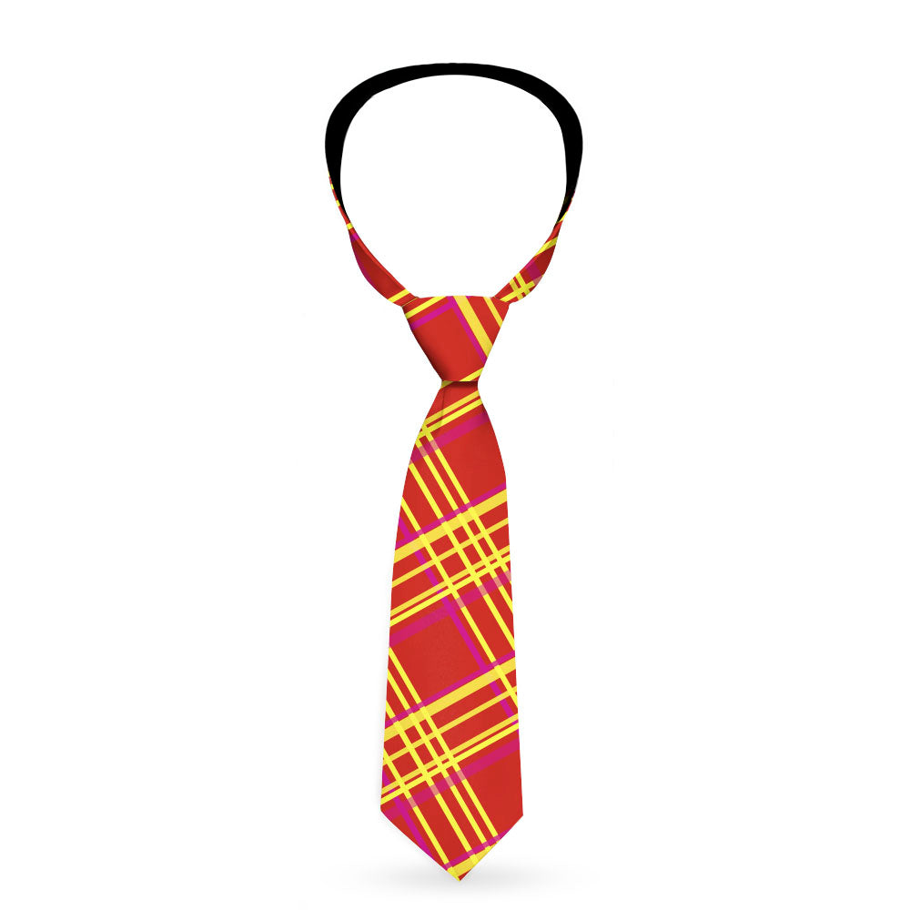 Necktie Standard - Plaid X4 Fluorescent Oranges/Pinks/Yellow Neckties Buckle-Down   