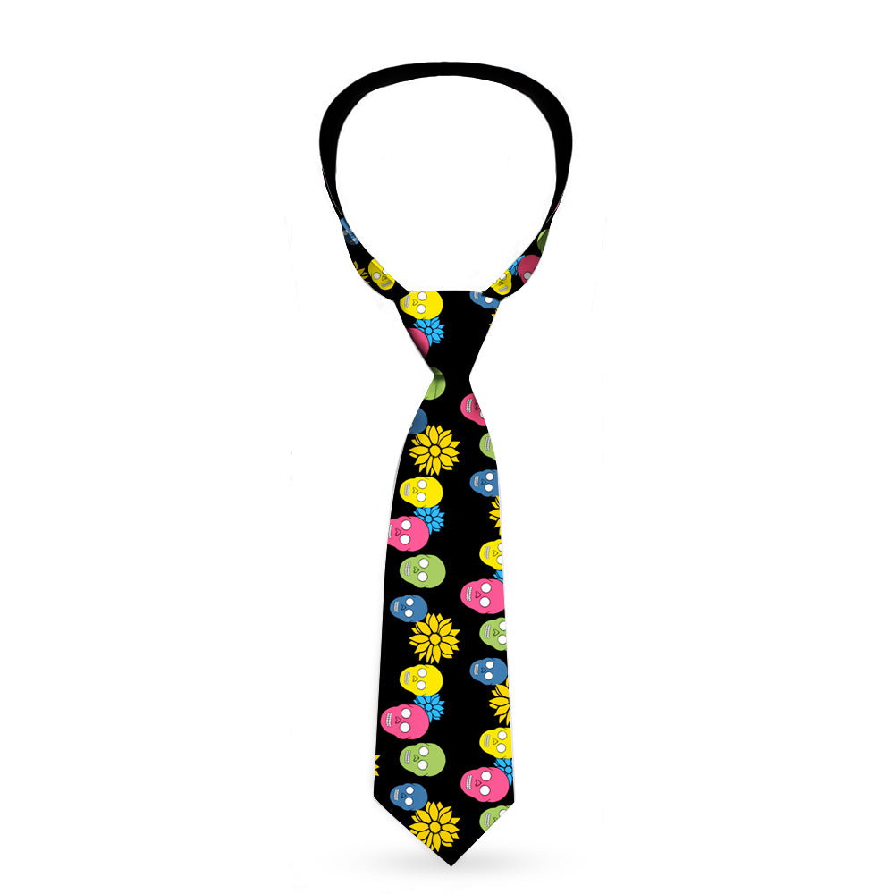 Buckle-Down Necktie - Skulls & Flowers Black/Multi Color Neckties Buckle-Down   