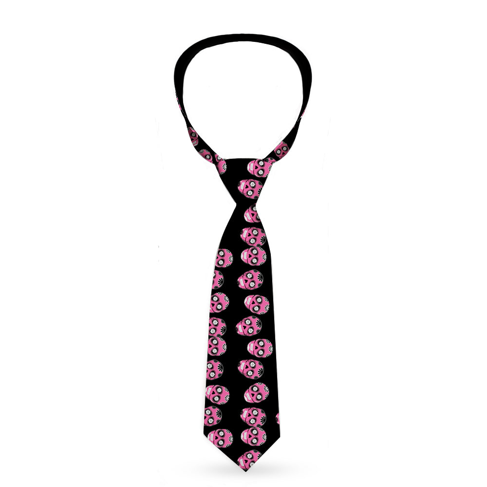 Buckle-Down Necktie - Sugar Skulls Black/White/Fuchsia Neckties Buckle-Down   