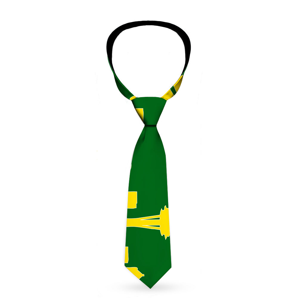 Buckle-Down Necktie - Seattle Skyline Green/Yellow Neckties Buckle-Down   