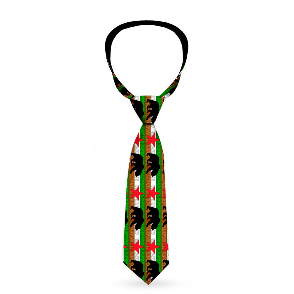 Buckle-Down Necktie - Cali Bear Silhouette & Star/CALIFORNIA REPUBLIC Green/White/Brown/Black/Red Neckties Buckle-Down   