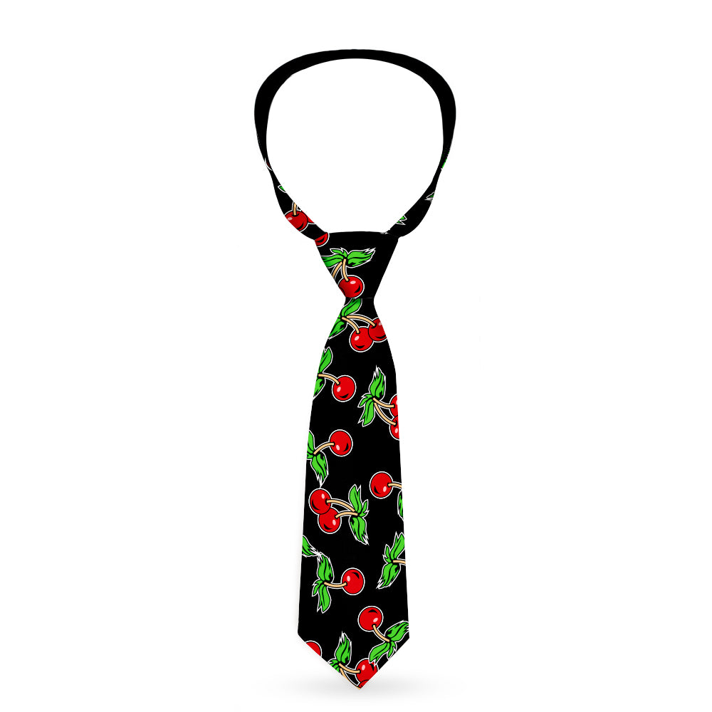 Buckle-Down Necktie - Cherries Scattered Black Neckties Buckle-Down   