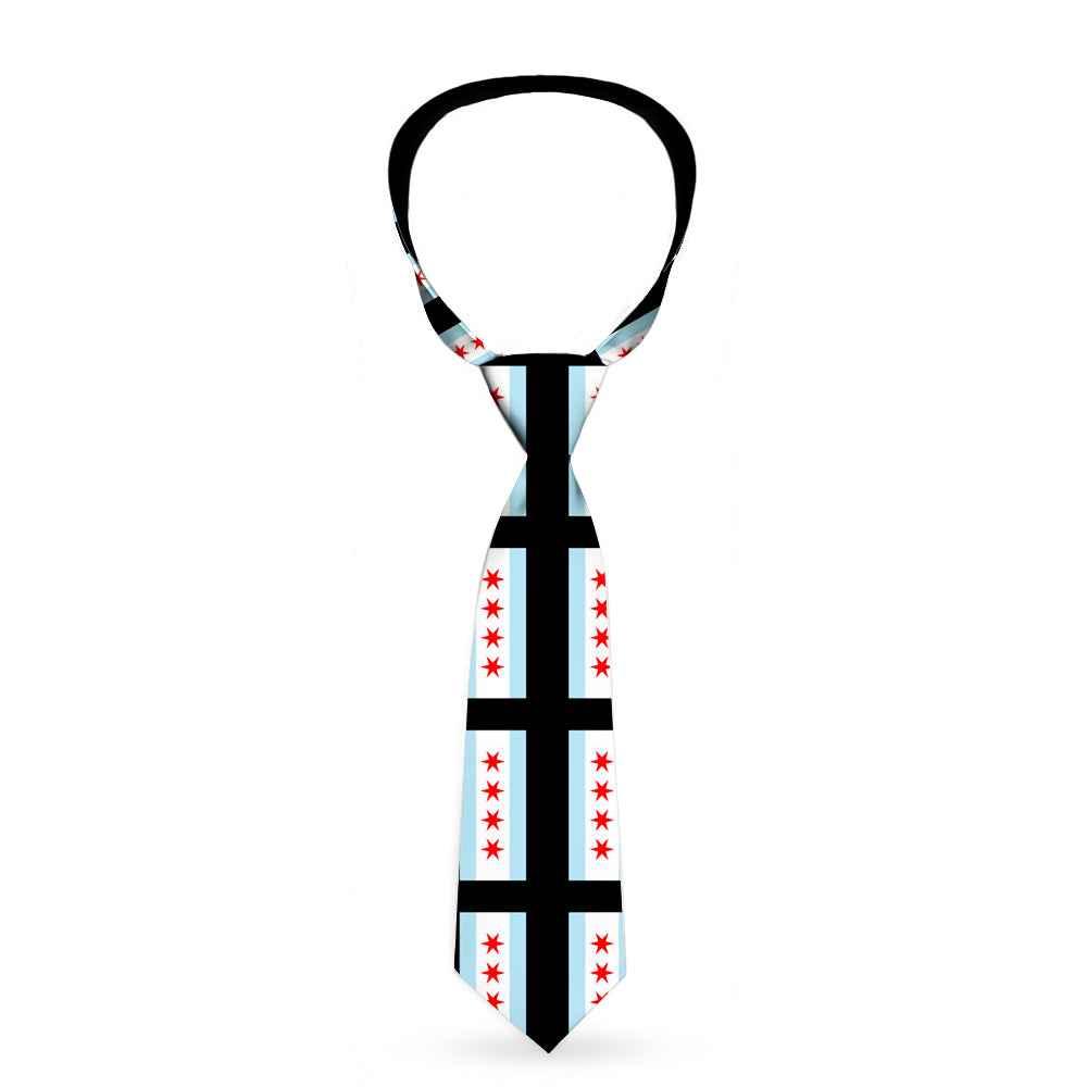 Buckle-Down Necktie - Chicago Flags/Black Neckties Buckle-Down   