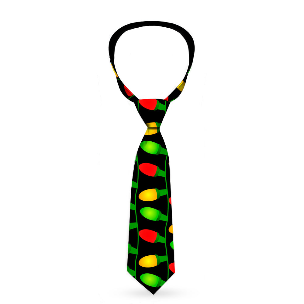 Buckle-Down Necktie - Christmas Lights Black/Multi Color Neckties Buckle-Down   