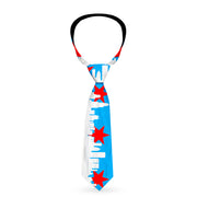 Buckle-Down Necktie - Chicago Skyline/Flag Distressed Black/White/Red Neckties Buckle-Down   