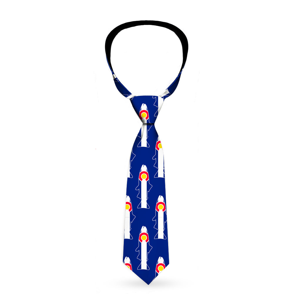 Buckle-Down Necktie - Colorado Trout Flag Blue/White/Red/Yellow Neckties Buckle-Down   