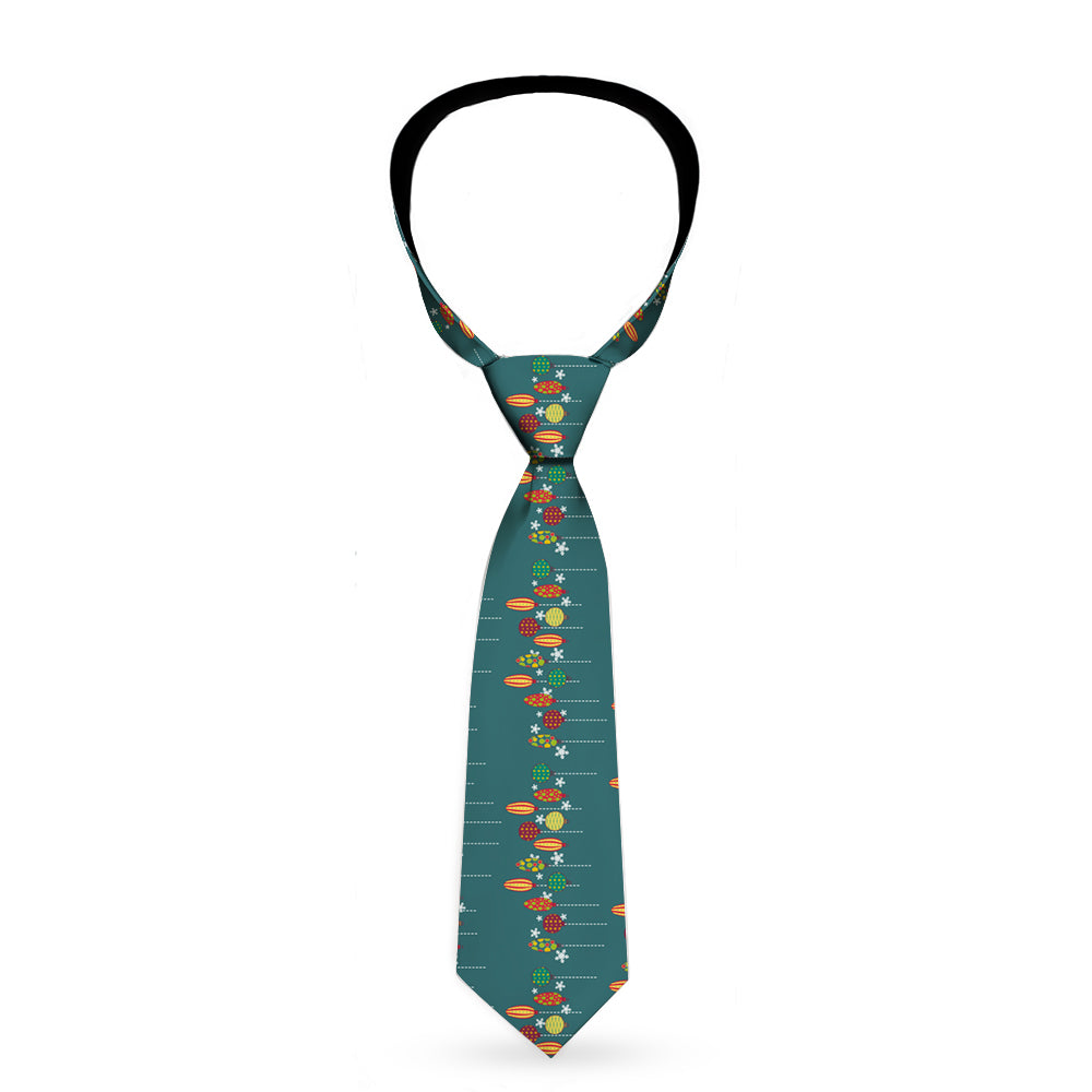 Buckle-Down Necktie - Christmas Ornaments/Snowflakes Blue/White/Multi Color Neckties Buckle-Down   