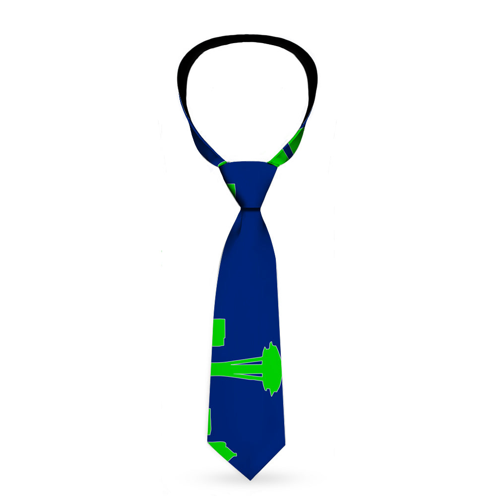 Buckle-Down Necktie - Seattle Skyline Navy/Gray/Green Neckties Buckle-Down   