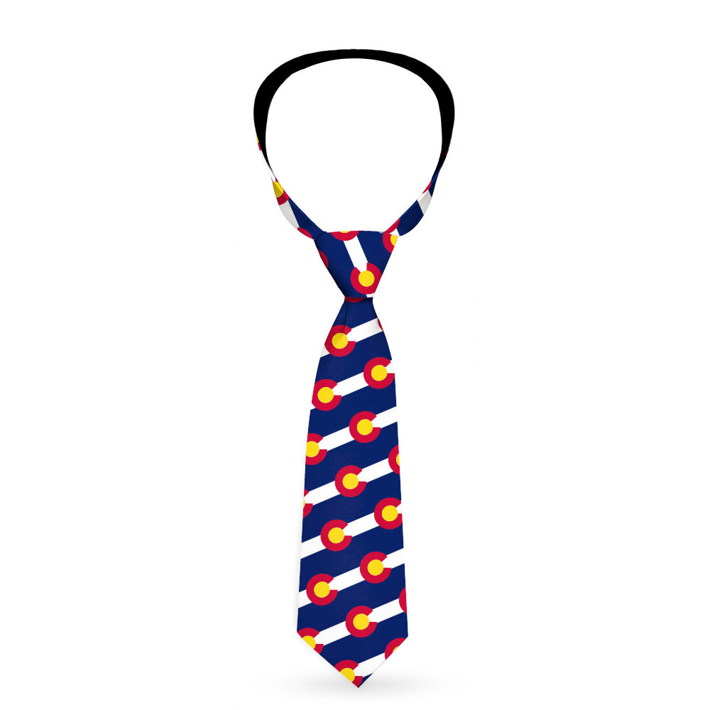 Necktie Standard - Colorado Flag Logo Stripe Blue/White Neckties Buckle-Down   