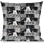 Buckle-Down Throw Pillow - 100 Dollar Bill C/U White/Black Throw Pillows Buckle-Down   