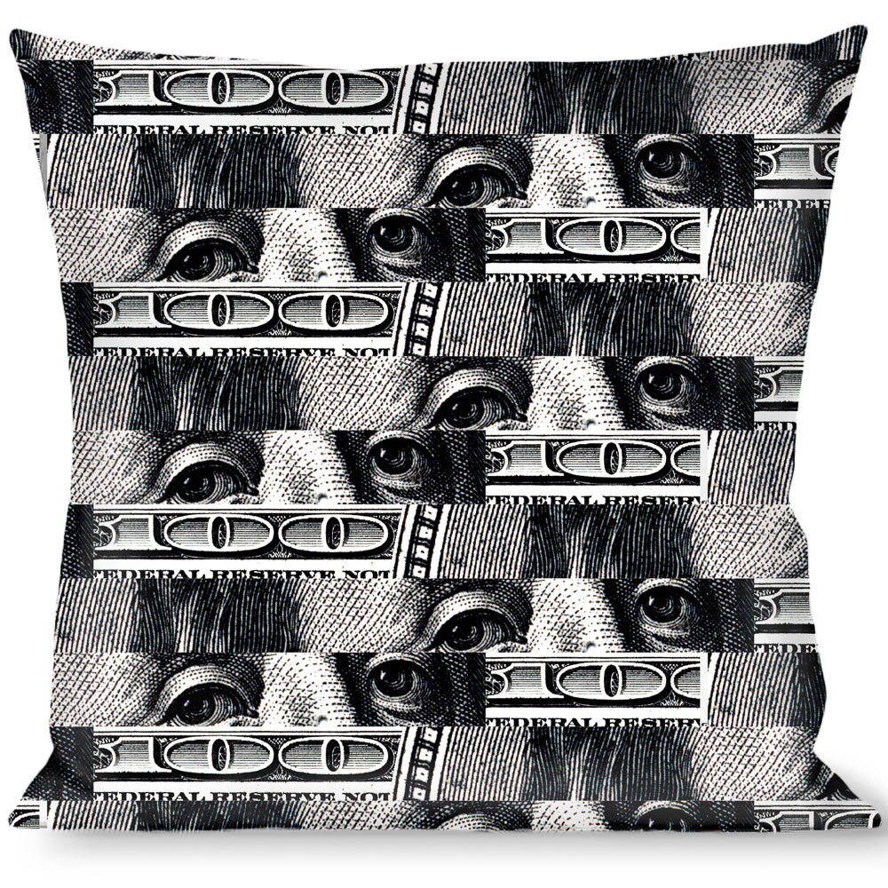Buckle-Down Throw Pillow - 100 Dollar Bill C/U White/Black Throw Pillows Buckle-Down   