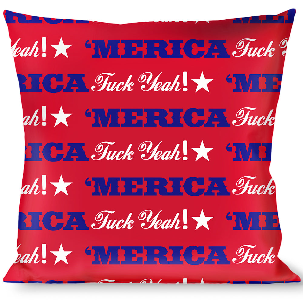 Buckle-Down Throw Pillow - MERICA FUCK YEAH!/Star Red/Blue/White Throw Pillows Buckle-Down   