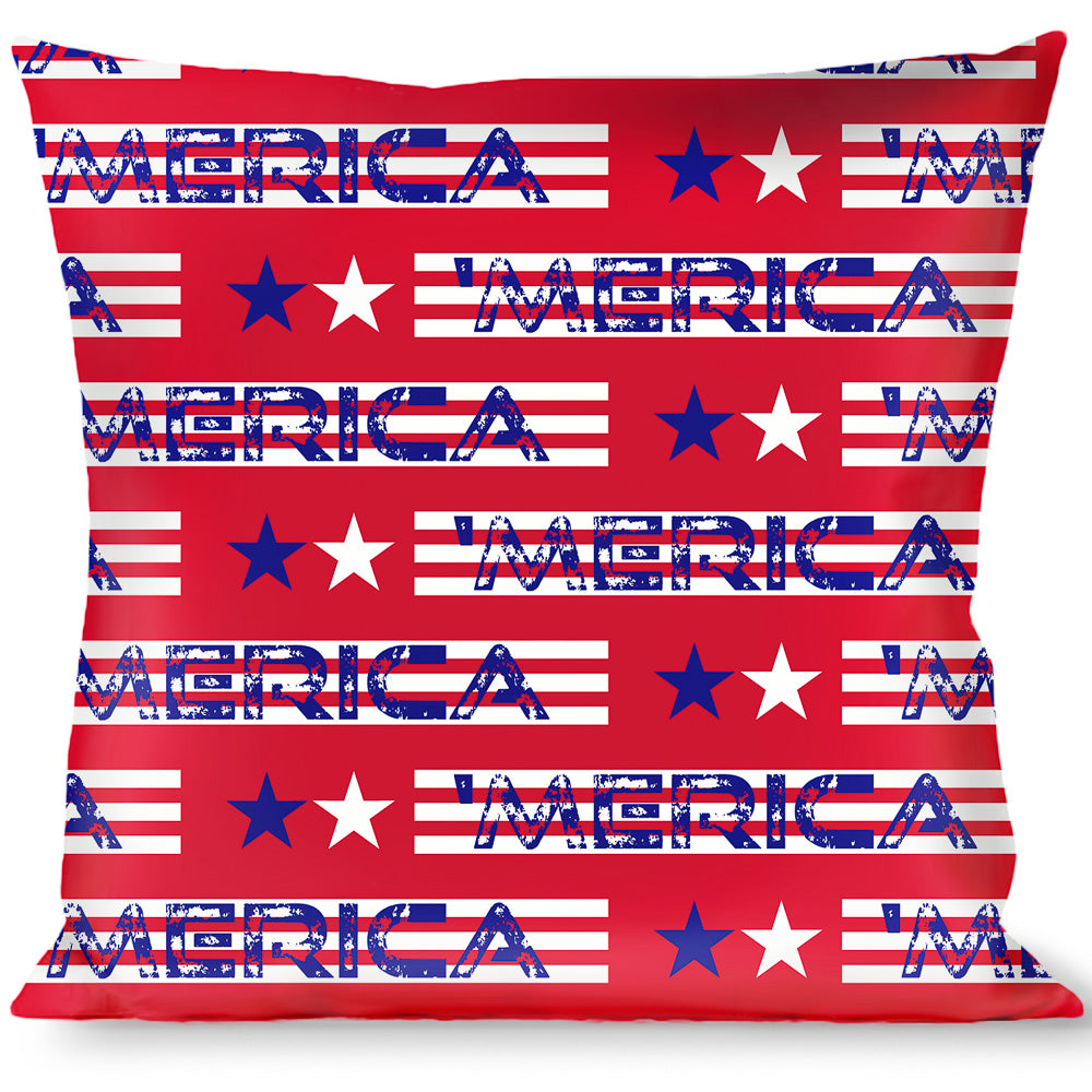 Buckle-Down Throw Pillow - MERICA Stripes/Stars Red/White/Blue Throw Pillows Buckle-Down   