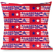 Buckle-Down Throw Pillow - MERICA Stripes/Stars Red/White/Blue Throw Pillows Buckle-Down   