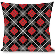 Buckle-Down Throw Pillow - Argyle Black/Gray/Red Throw Pillows Buckle-Down   
