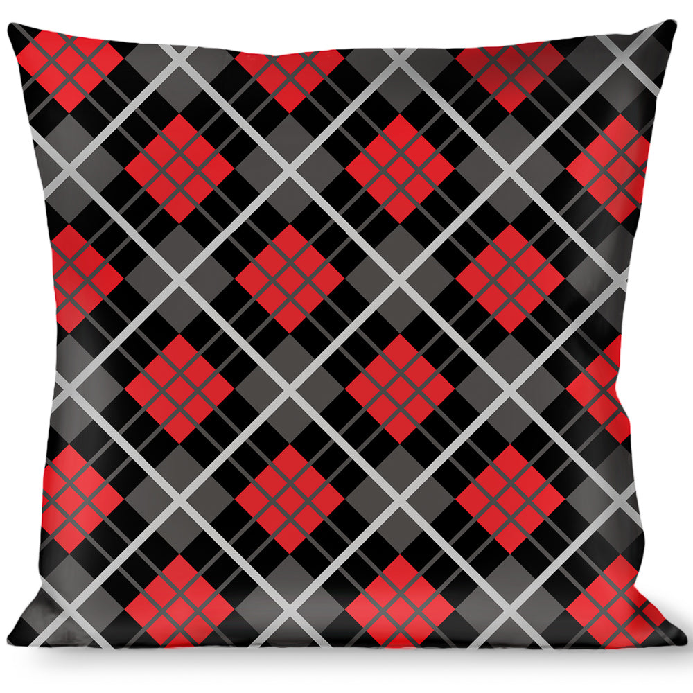 Buckle-Down Throw Pillow - Argyle Black/Gray/Red Throw Pillows Buckle-Down   