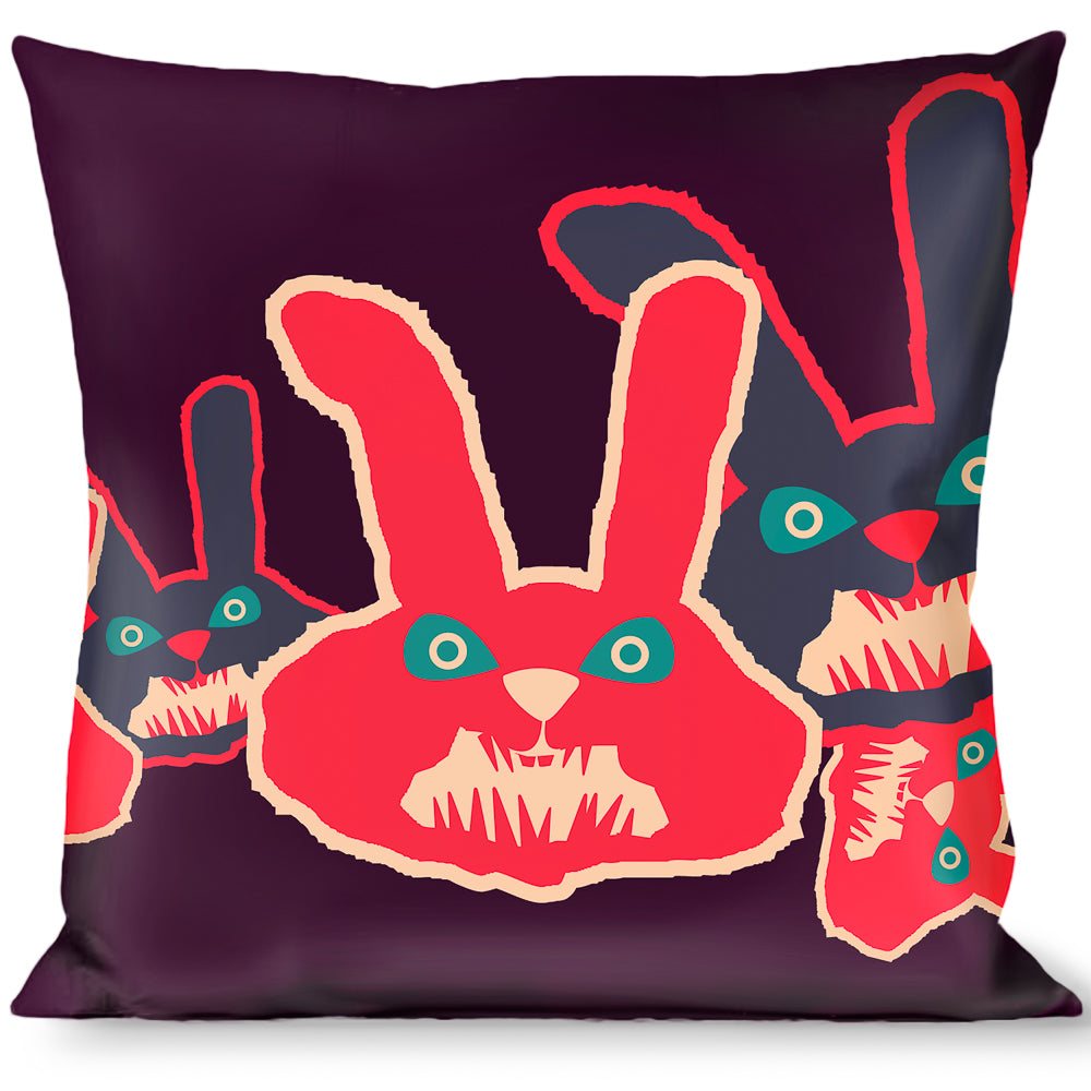 Buckle-Down Throw Pillow - Angry Bunnies C/U Purple/Red/Blue Throw Pillows Buckle-Down   