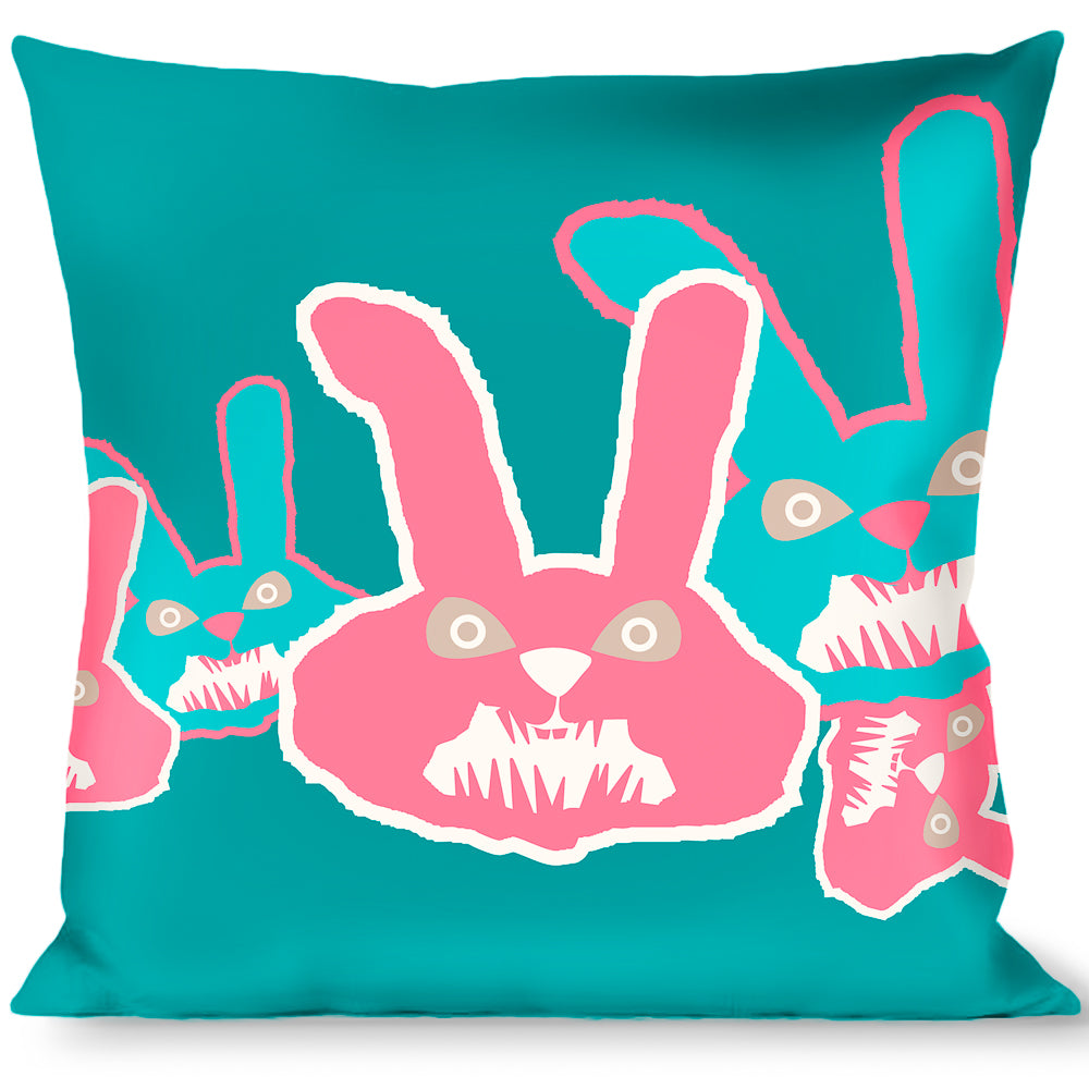Buckle-Down Throw Pillow - Angry Bunnies Turquoise/Pinks Throw Pillows Buckle-Down   